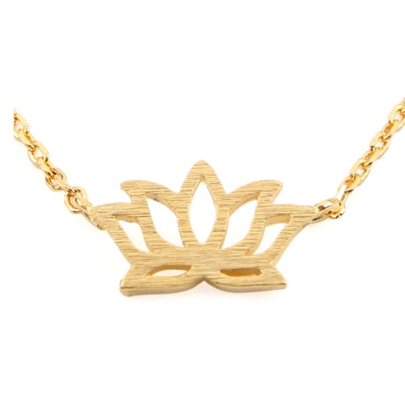 GOLD LOTUS FLOWER CAST PENDANT NECKLACE - Picture 2 of 4